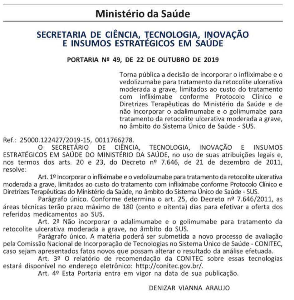  Tratamento de Retocolite Ulcerativa pelo SUS